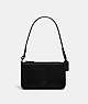 COACH®,POUCH BAG WITH SIGNATURE CANVAS,Crossgrain Leather,Mini,Black,Front View