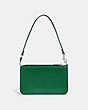COACH®,POUCH BAG WITH SIGNATURE CANVAS,Crossgrain Leather,Mini,Green,Back View