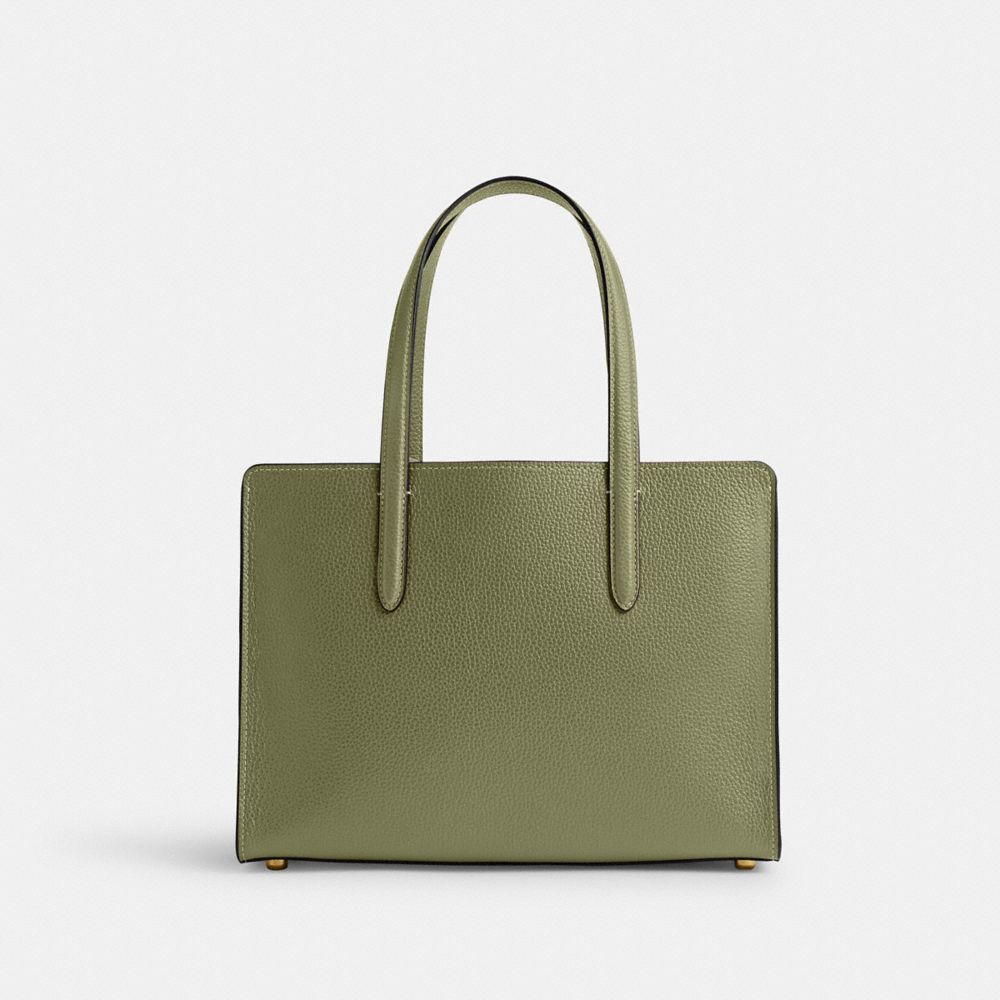 COACH®,CARTER CARRYALL BAG 28,Refined Pebble Leather,Medium,Brass/Moss,Back View