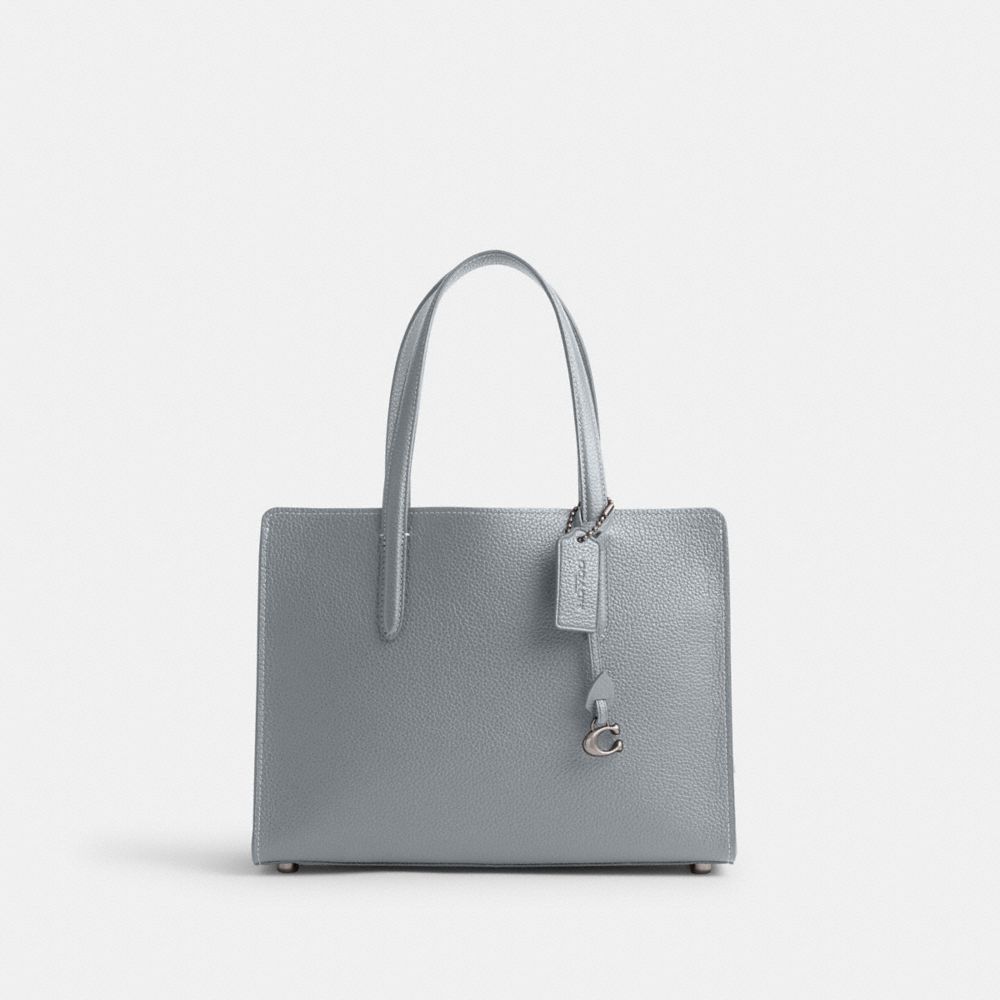 COACH®,CARTER CARRYALL BAG 28,Refined Pebble Leather,Medium,Silver/Grey Blue,Front View