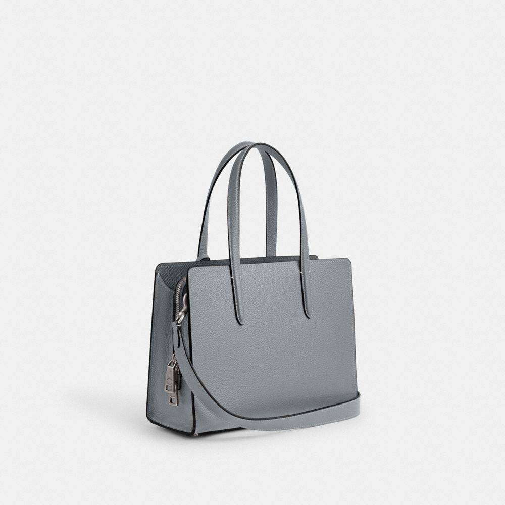 COACH®,CARTER CARRYALL BAG 28,Refined Pebble Leather,Medium,Silver/Grey Blue,Angle View