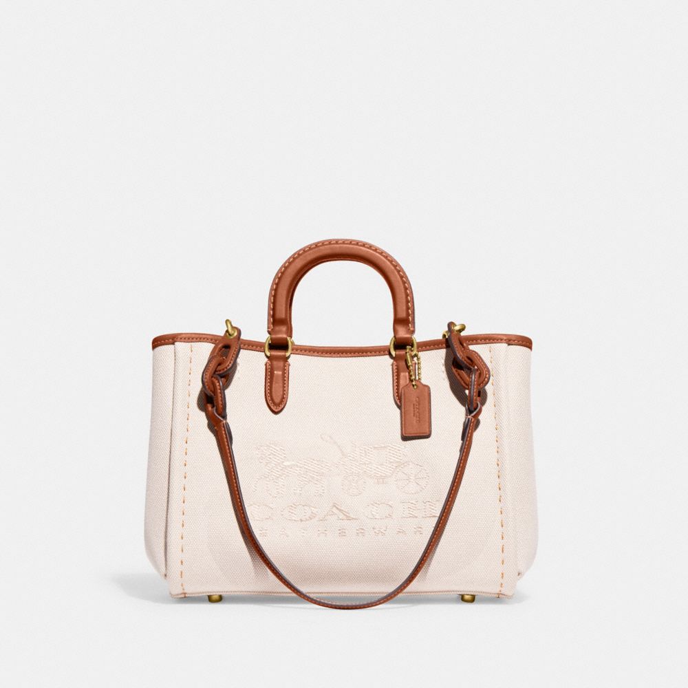 LAUREN RALPH LAUREN: bag in cotton canvas and leather - Natural