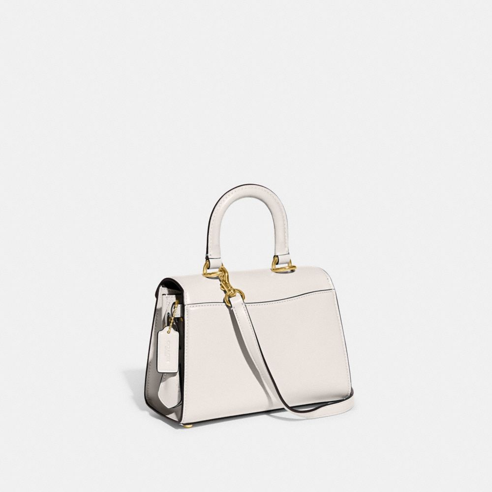COACH®,SAMMY TOP HANDLE BAG 21,Luxe Refined Calf Leather,Small,Brass/Chalk,Angle View