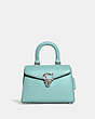 COACH®,SAMMY TOP HANDLE 21,Calf Leather,Small,Silver/Faded Blue,Front View