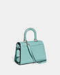 COACH®,SAMMY TOP HANDLE 21,Calf Leather,Small,Silver/Faded Blue,Angle View