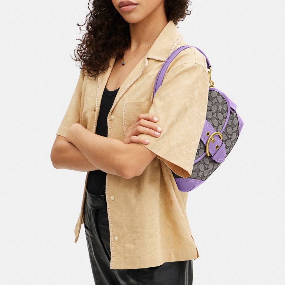 COACH®,SAC SOHO EN JACQUARD SIGNATURE,Jacquard,Laiton/Iris,Detail View