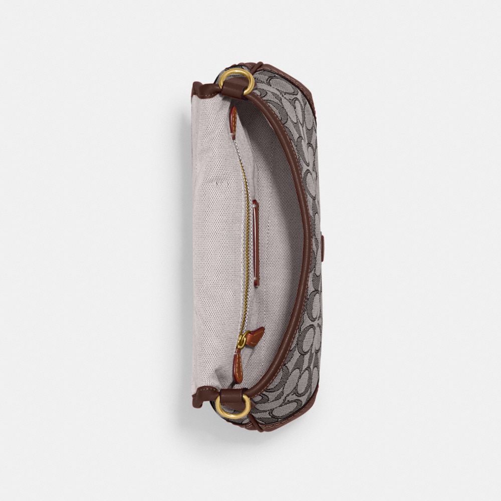 COACH®,Soho Flap Bag In Signature Jacquard,Recycled Polyester,Leather,Canvas,Cotton,Shoulder Bag,Piping,Color Block,Gold M...,Multi Color,Inside View,Top View