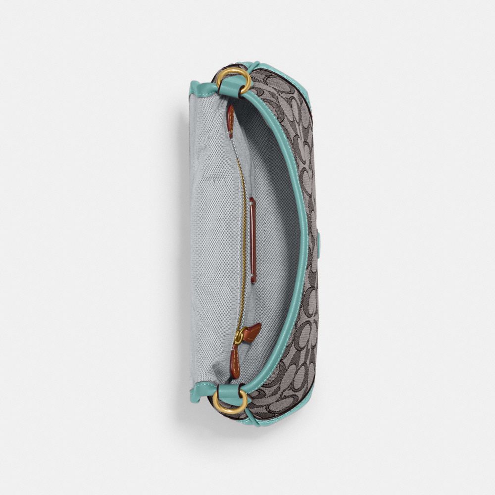 COACH®,Soho Flap Bag In Signature Jacquard,Recycled Polyester,Leather,Canvas,Cotton,Shoulder Bag,Piping,Color Block,Gold M...,,Inside View,Top View
