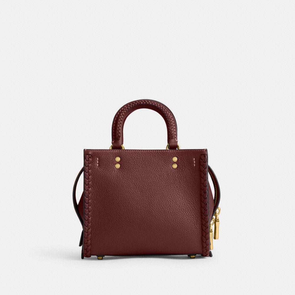 COACH®,ROGUE 20 AVEC TRESSE,Cuir galet,Laiton/Rouge vin,Back View