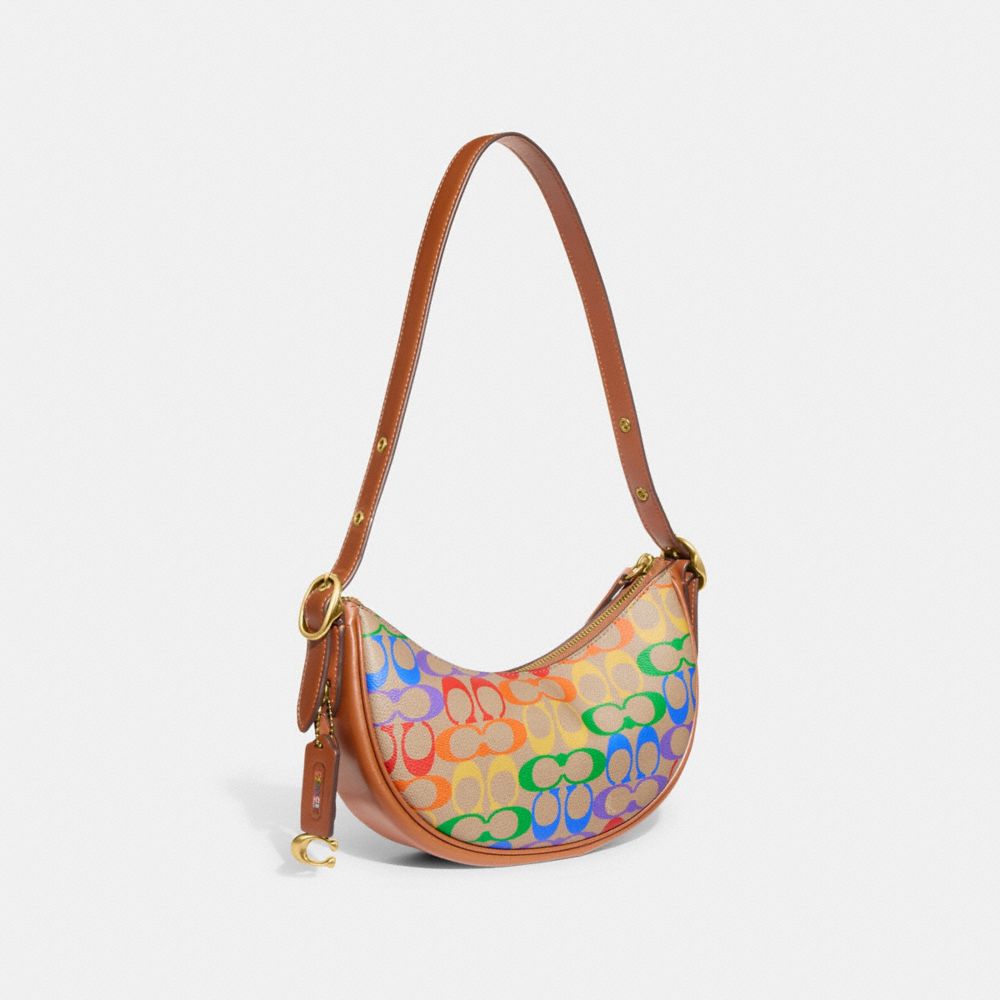 COACH®,Luna Shoulder Bag In Rainbow Signature Canvas,,Angle View