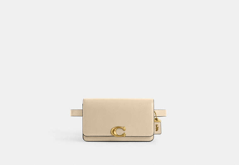 COACH®,BANDIT BELT BAG,Luxe Refined Calf Leather,Mini,Brass/Ivory,Front View