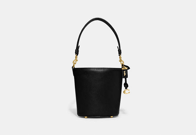 COACH®,DAKOTA BUCKET BAG 16,Glovetanned Leather,Medium,Brass/Black,Front View