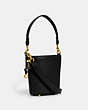 COACH®,DAKOTA BUCKET BAG 16,Glovetanned Leather,Medium,Brass/Black,Angle View