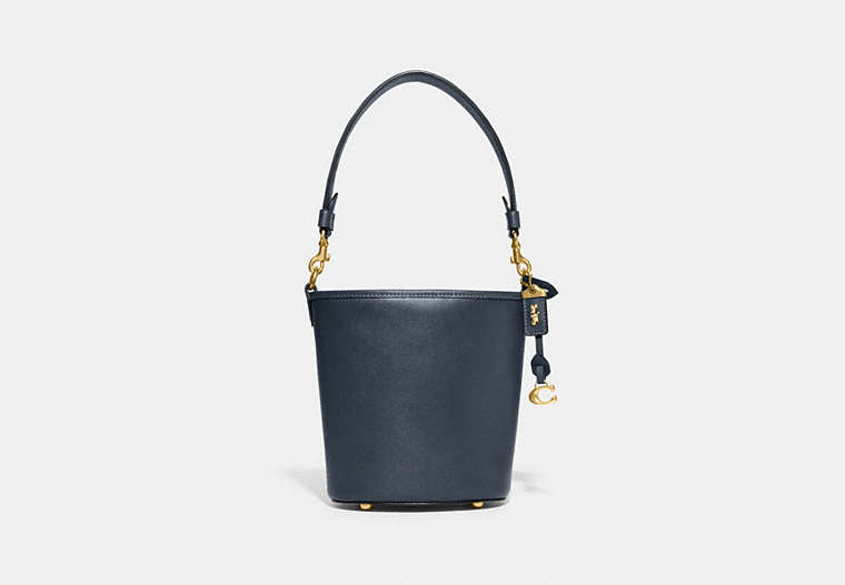 COACH®,DAKOTA BUCKET BAG 16,Glovetanned Leather,Medium,Brass/Denim,Front View