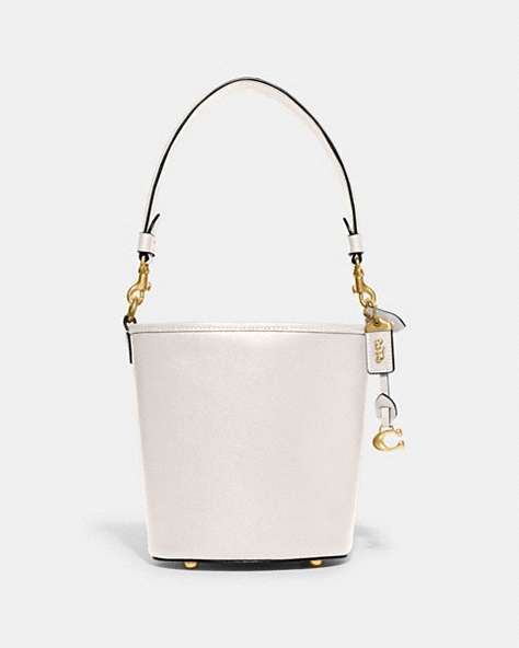 COACH®,DAKOTA BUCKET BAG 16,Glovetanned Leather,Medium,Brass/Chalk,Front View
