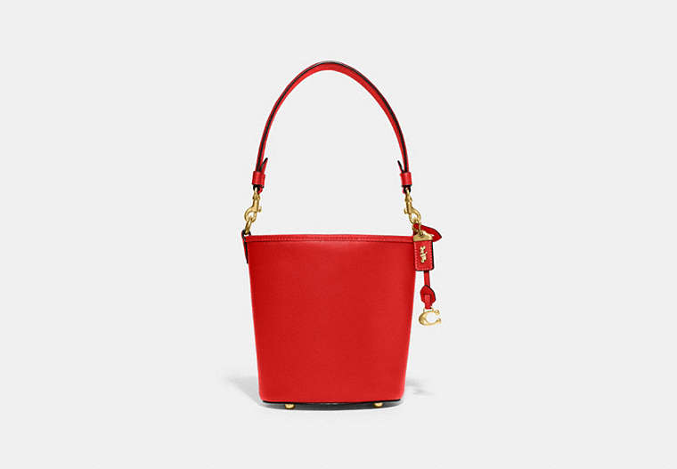 COACH®,DAKOTA BUCKET BAG 16,Glovetanned Leather,Medium,Brass/Sport Red,Front View