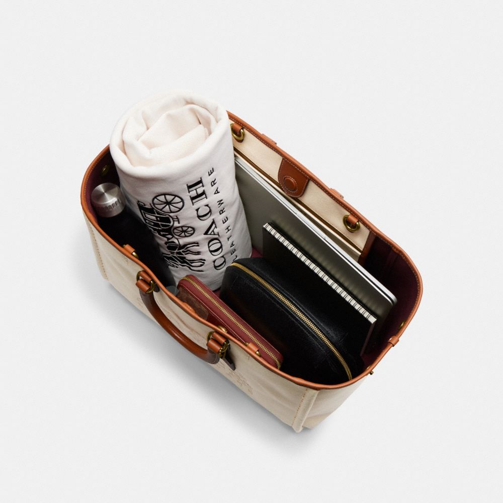 COACH®,リース トート,トートバッグ,ﾌﾞﾗｽ/ﾅﾁｭﾗﾙ