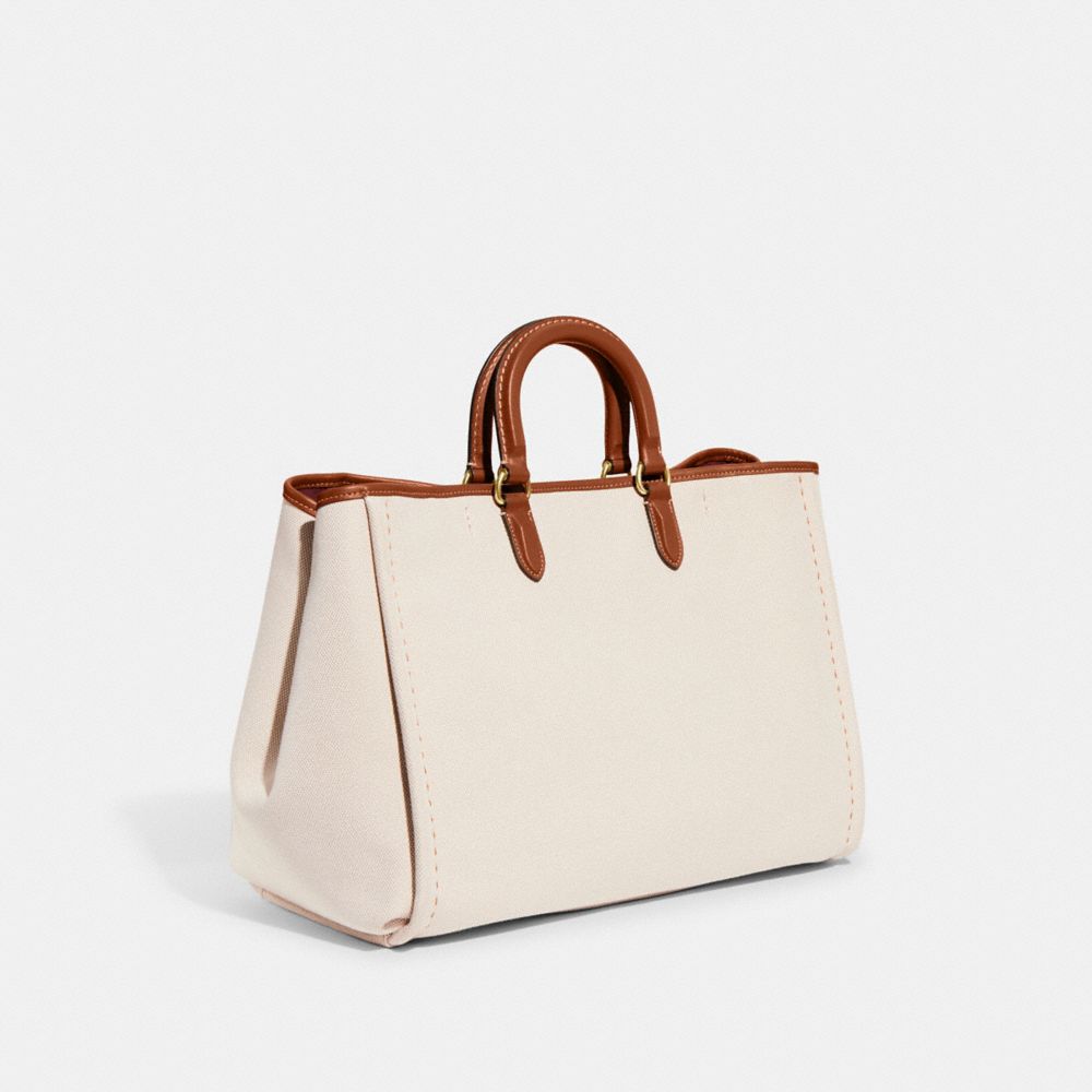 COACH®,リース トート,トートバッグ,ﾌﾞﾗｽ/ﾅﾁｭﾗﾙ