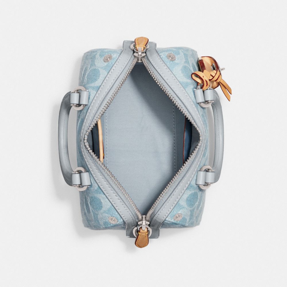 COACH®,RUBY SATCHEL 18 IN SIGNATURE DENIM,Denim,Small,Silver/Pale Blue,Inside View,Top View