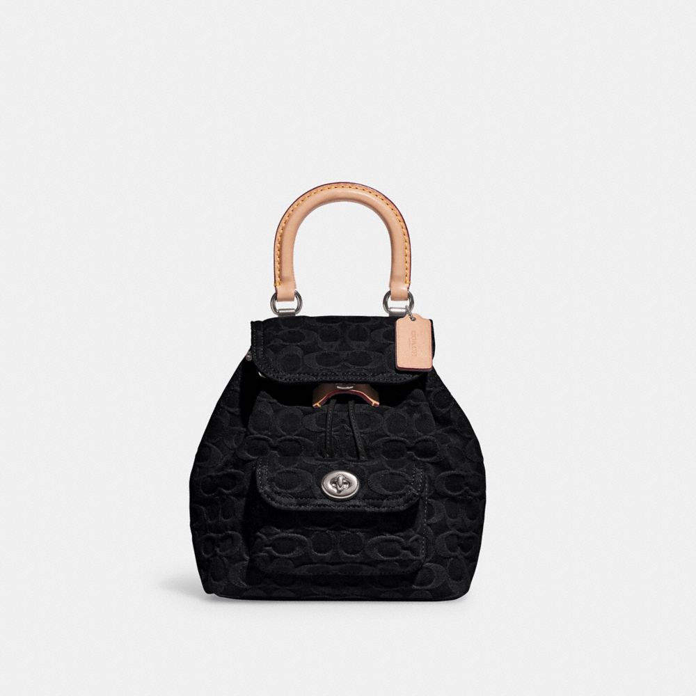 Coach Riya Rucksack 21 Aus Signature-denim In Black