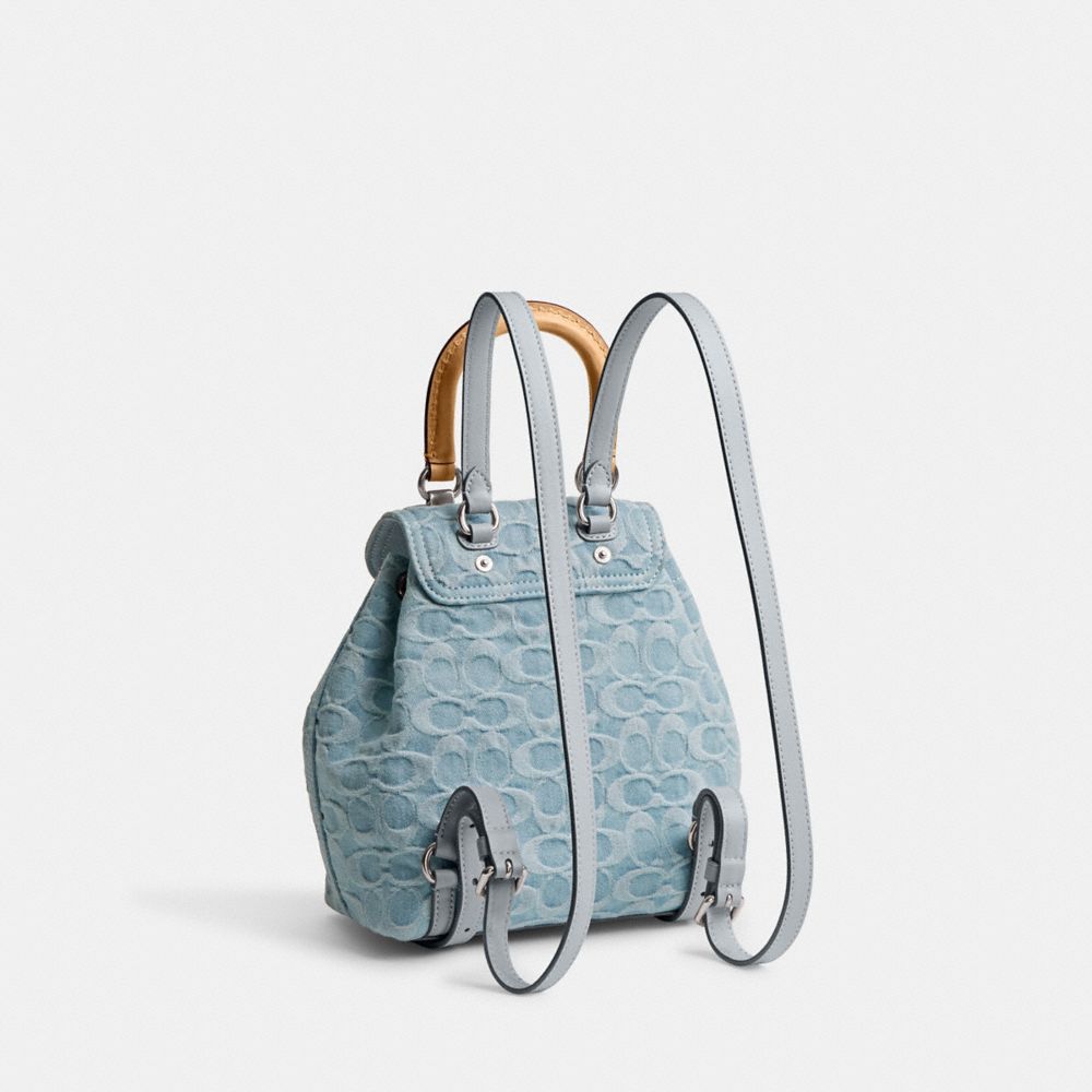 COACH®,Riya Backpack 21 In Signature Denim,Leather,Denim,Backpack,No Embellishment,Day Party,,Angle View