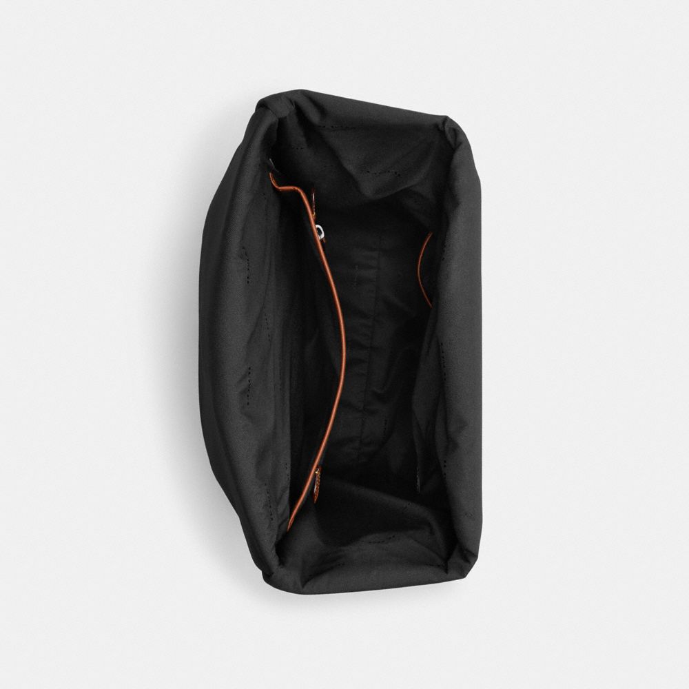 COACH®,Beck Roll Top Backpack,Leather,Backpack,Logo,Metal,Chest Waist Strap,Breathable,Casual,Orange,Inside View,Top View