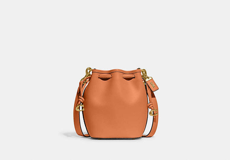 COACH®,CAMILA BUCKET BAG,Glovetanned Leather,Small,Brass/Faded Orange,Front View