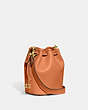 COACH®,CAMILA BUCKET BAG,Glovetanned Leather,Small,Brass/Faded Orange,Angle View