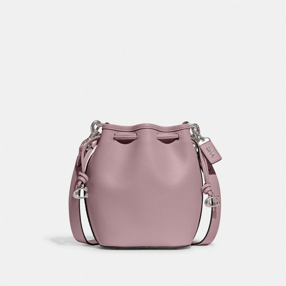 COACH®,CAMILA BUCKET BAG,Glovetan Leather,Small,Silver/Faded Purple,Front View