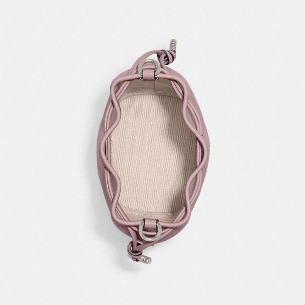 COACH®,SAC SEAU CAMILA,Cuir tanné,Argent/Pourpre délavé,Inside View,Top View