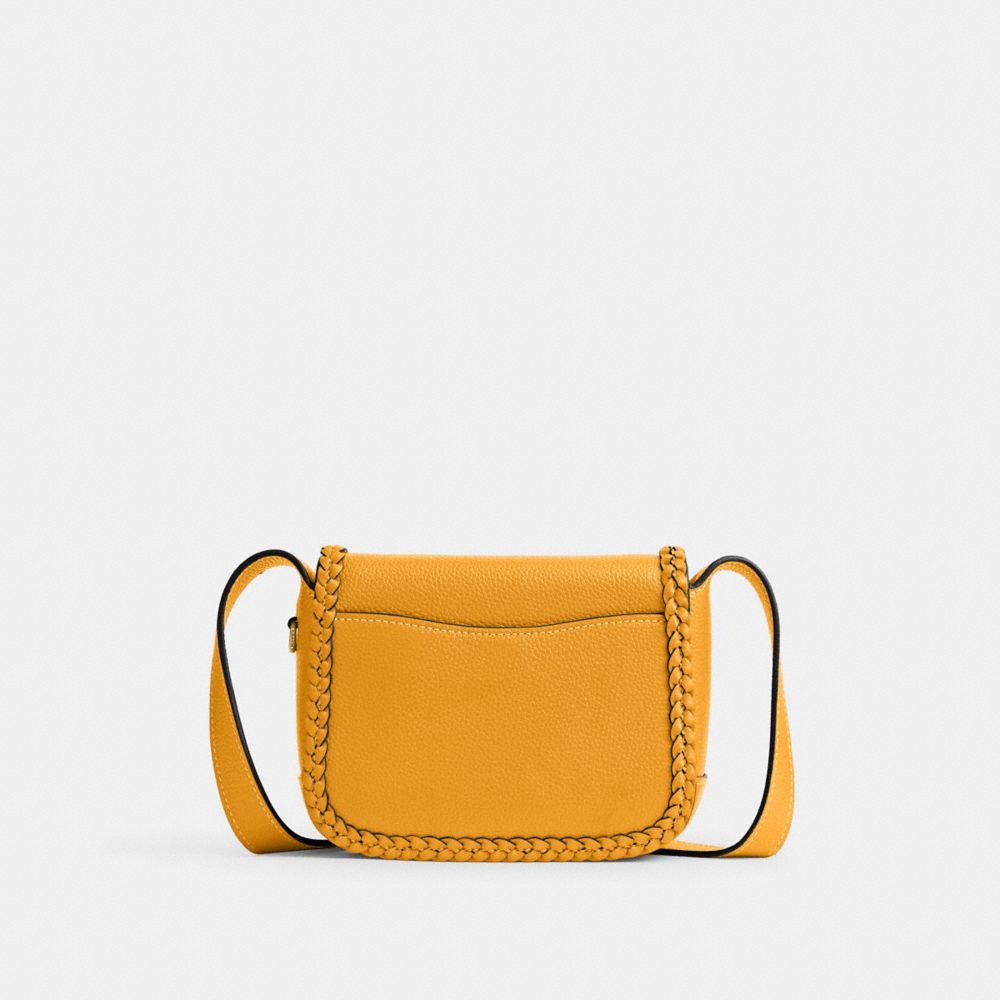 COACH®,SAC MESSENGER TABBY 19 AVEC ÉLÉMENTS TRESSÉS,Cuir galet,Laiton/Bouton d’or,Back View