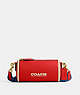 COACH®,ORION BARREL BAG,Polished Pebble Leather,Medium,Brass/Sport Red,Front View