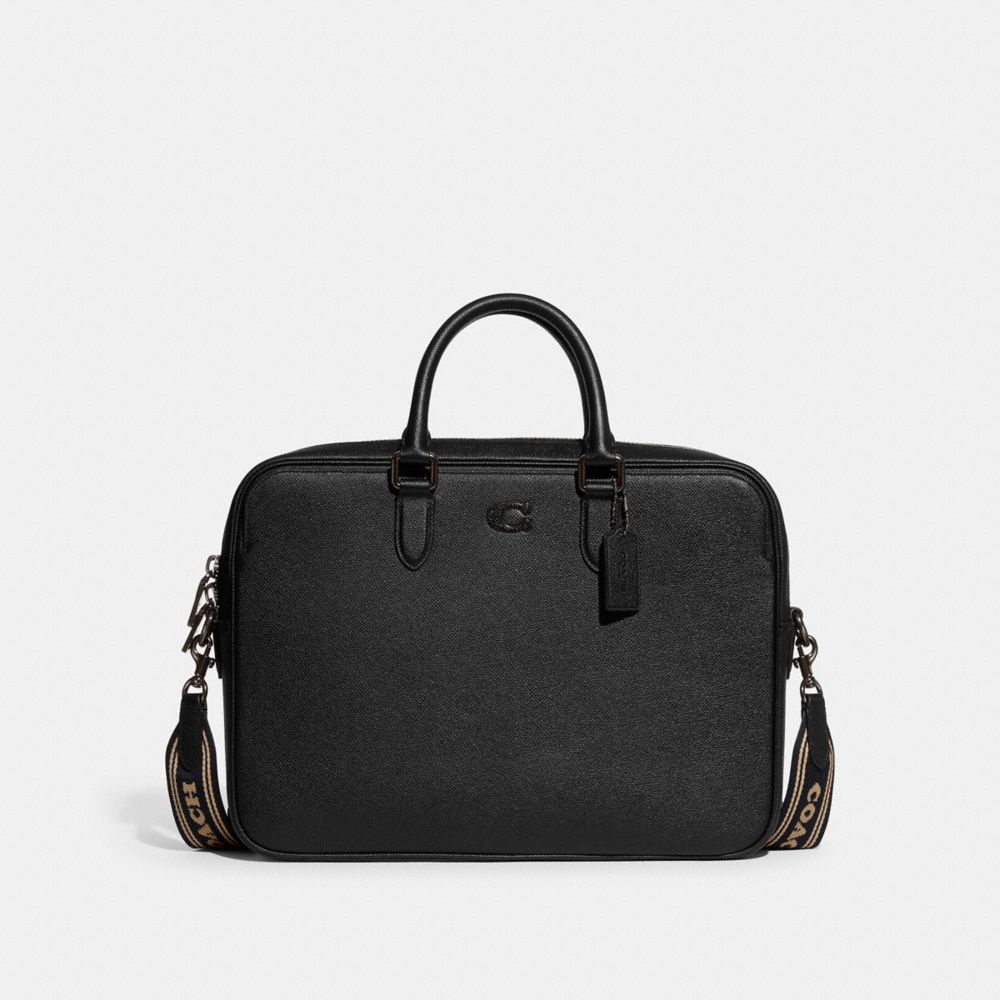 COACH®,GOTHAM BRIEF WITH SIGNATURE CANVAS INTERIOR,Black,Front View