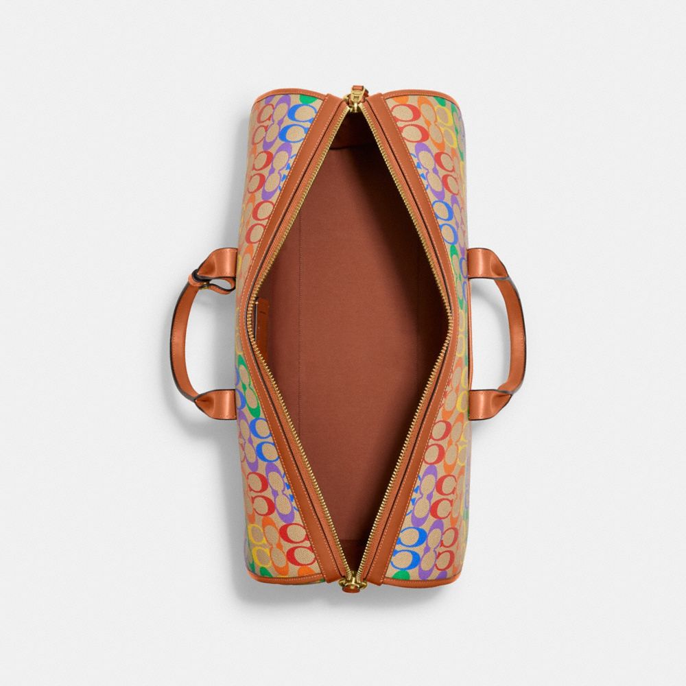 COACH®,Gotham Duffle Bag In Rainbow Signature Canvas,,Inside View,Top View