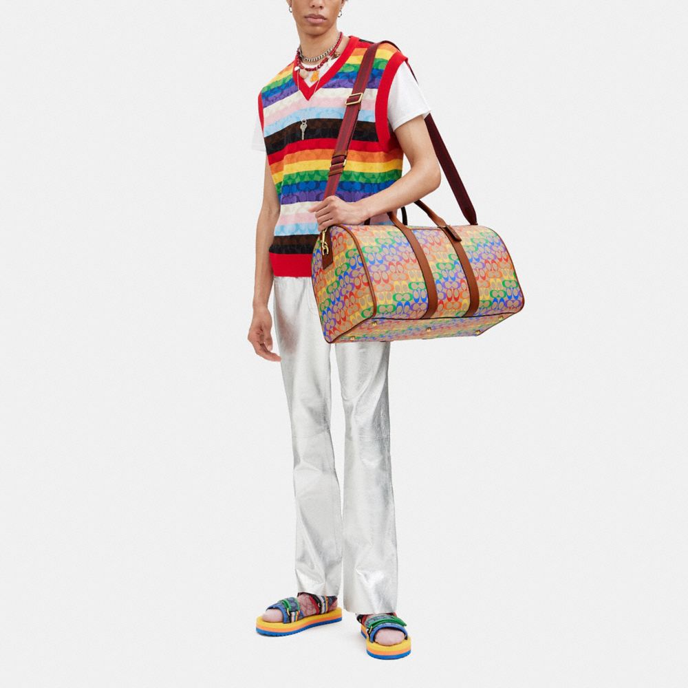 COACH®,Gotham Duffle Bag In Rainbow Signature Canvas,,Detail View