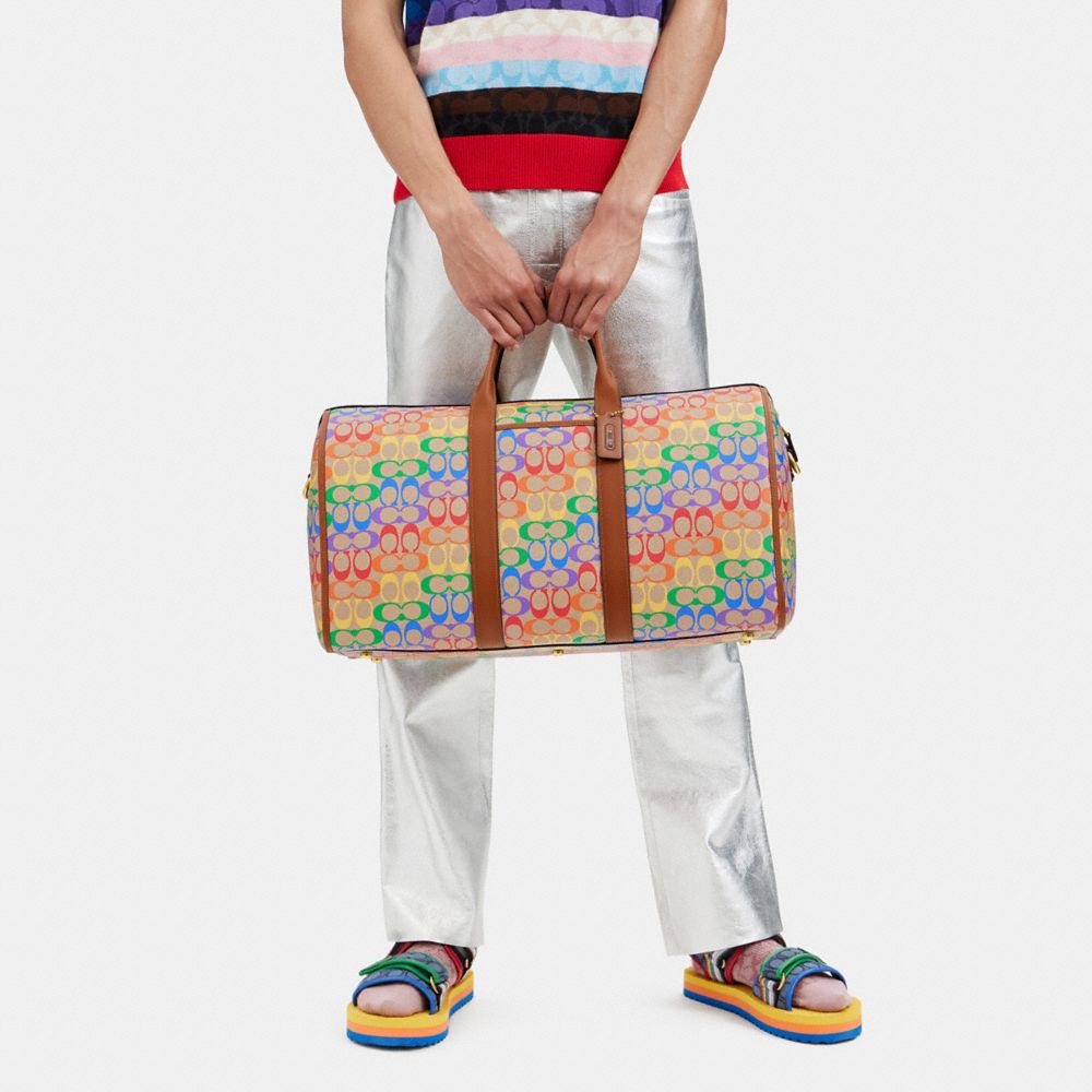 COACH®,Gotham Duffle Bag In Rainbow Signature Canvas,,Detail View