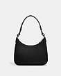 COACH®,HOBO CROSSBODY BAG WITH SIGNATURE CANVAS,Crossgrain Leather,Medium,Black,Back View