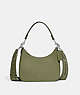 COACH®,HOBO CROSSBODY WITH SIGNATURE CANVAS,Crossgrain Leather,Moss,Front View