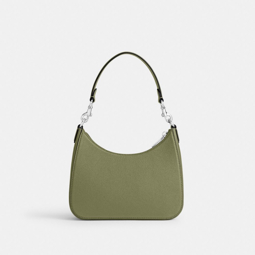 COACH®,Hobo Crossbody Bag,Canvas,Leather,Crossbody,Logo,Metal,Scratch Resistant,Casual,Olive,Back View
