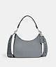 COACH®,HOBO CROSSBODY WITH SIGNATURE CANVAS,Crossgrain Leather,Grey Blue,Front View