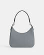 COACH®,HOBO CROSSBODY BAG WITH SIGNATURE CANVAS,Crossgrain Leather,Medium,Grey Blue,Back View
