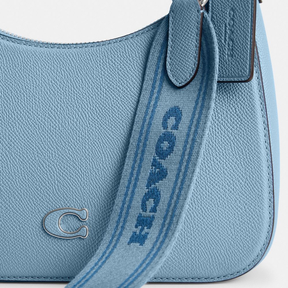 COACH®,Hobo Crossbody Bag,Canvas,Leather,Crossbody,Stripe,Scratch Resistant,Casual,Blue,Closer View