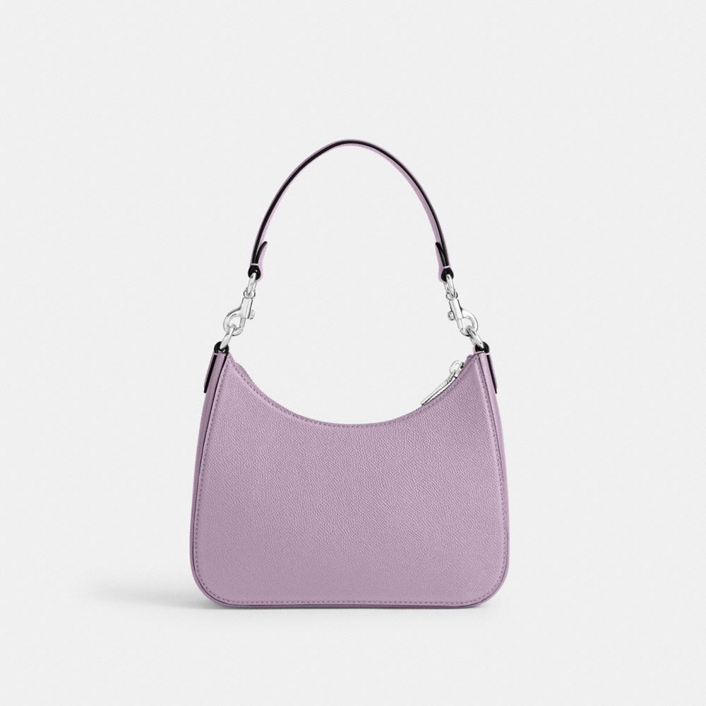 COACH®,Hobo Crossbody Bag,Canvas,Leather,Crossbody,Stripe,Scratch Resistant,Casual,Lavender,Back View