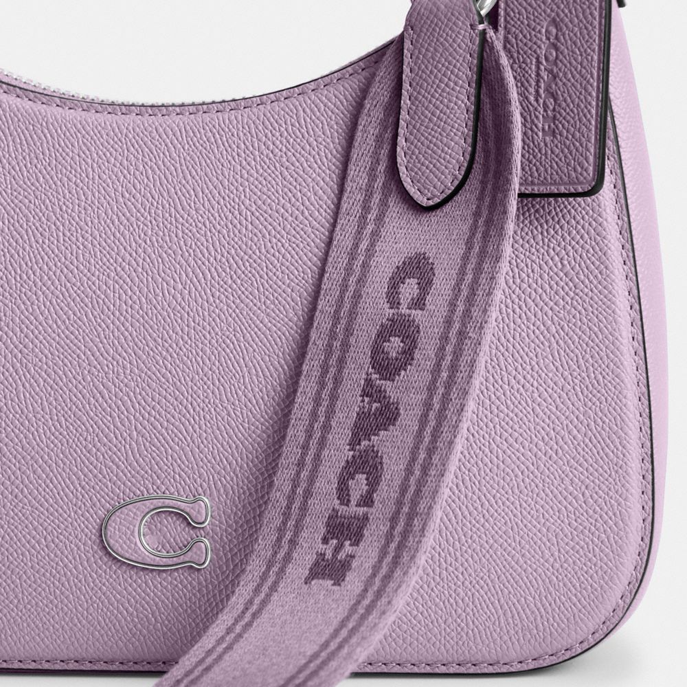 COACH®,Hobo Crossbody Bag,Canvas,Leather,Crossbody,Stripe,Scratch Resistant,Casual,Lavender,Closer View