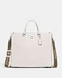 COACH®,TOTE 40 WITH SIGNATURE CANVAS,Crossgrain Leather,X-Large,Chalk,Front View