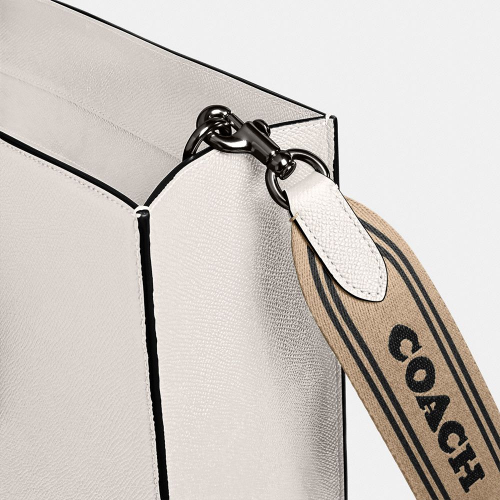 COACH®,Tote Bag 40 With Signature Canvas,Canvas,Leather,Tote,Stripe,Scratch Resistant,Casual,White,Closer View