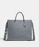 COACH®,TOTE 40 WITH SIGNATURE CANVAS,Crossgrain Leather,X-Large,Grey Blue,Front View