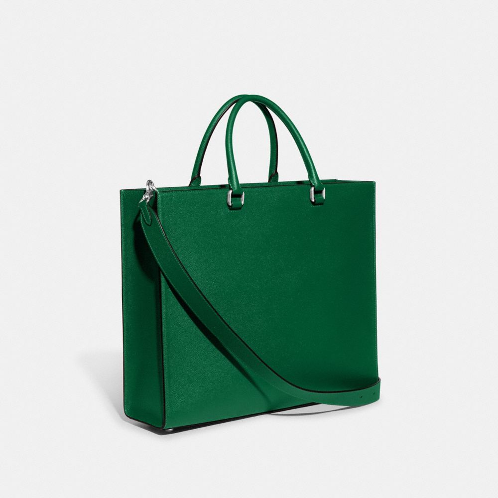 COACH®,Tote Bag 40 With Signature Canvas,Canvas,Leather,Tote,Stripe,Scratch Resistant,Casual,,Angle View