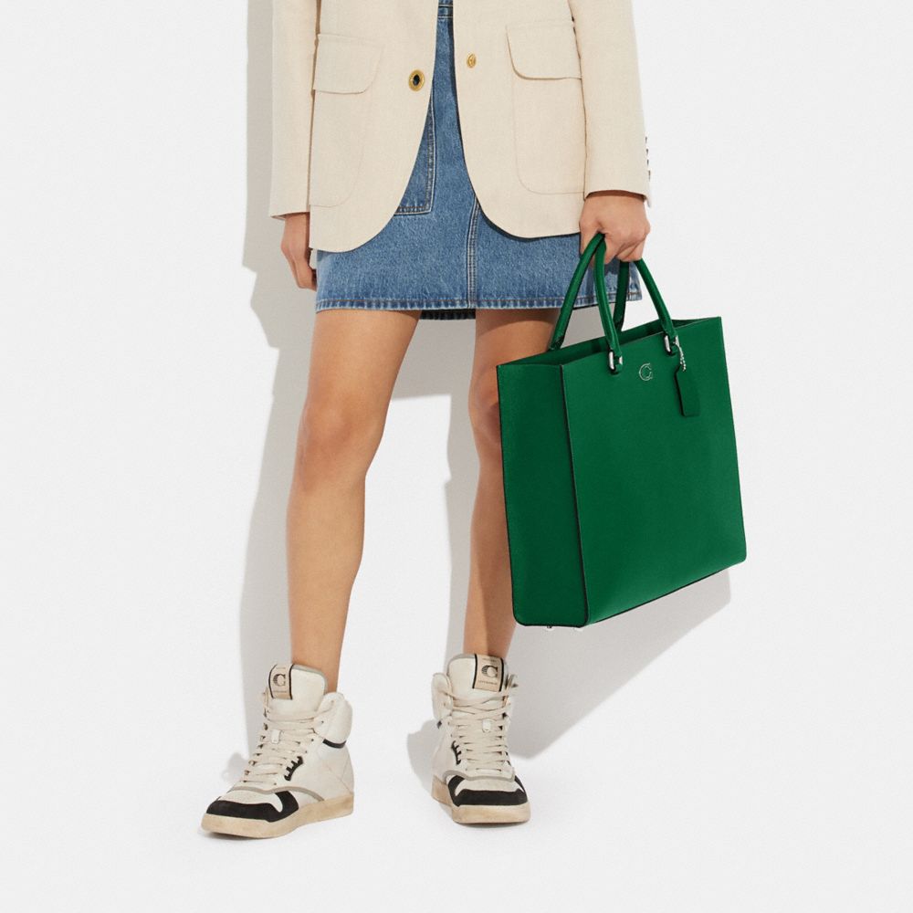 COACH®,Tote Bag 40 With Signature Canvas,Canvas,Leather,Tote,Stripe,Scratch Resistant,Casual,,Detail View