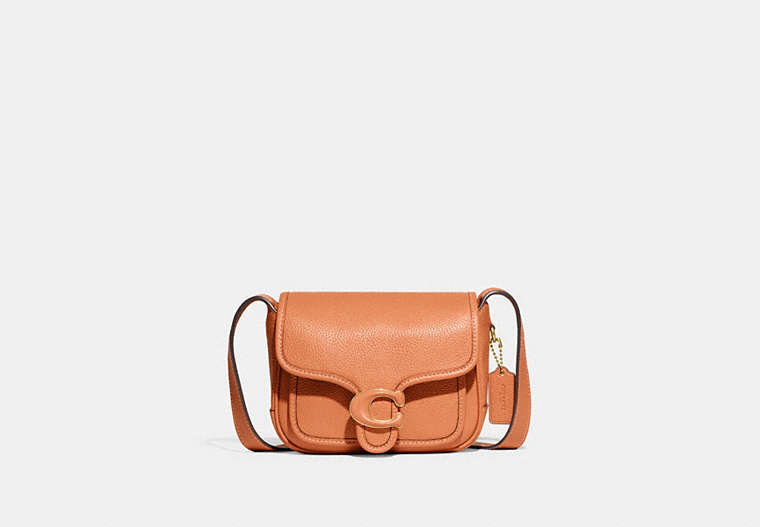 COACH®,TABBY MESSENGER 19,Polished Pebble Leather,Small,Brass/Faded Orange,Front View